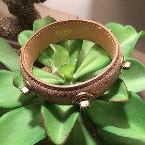 Coach leather gold bangle bracelet.